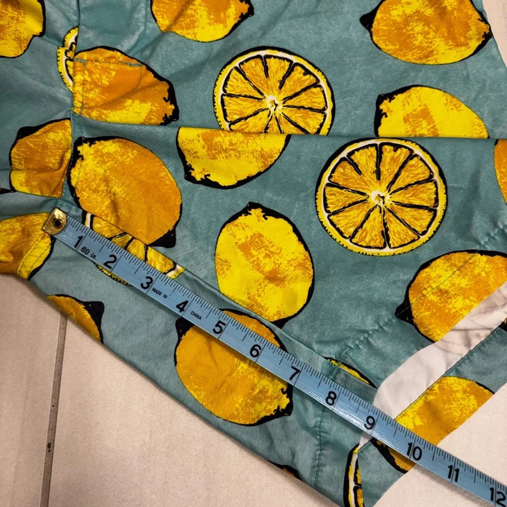 St. John’s Bay Lemon Print Swim Shorts, size Large, 9” inseam